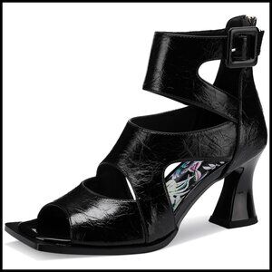 Chunky Gladiator Sandals Peep Toe Strappy Heels Elegant Dressy Wedge Shoes